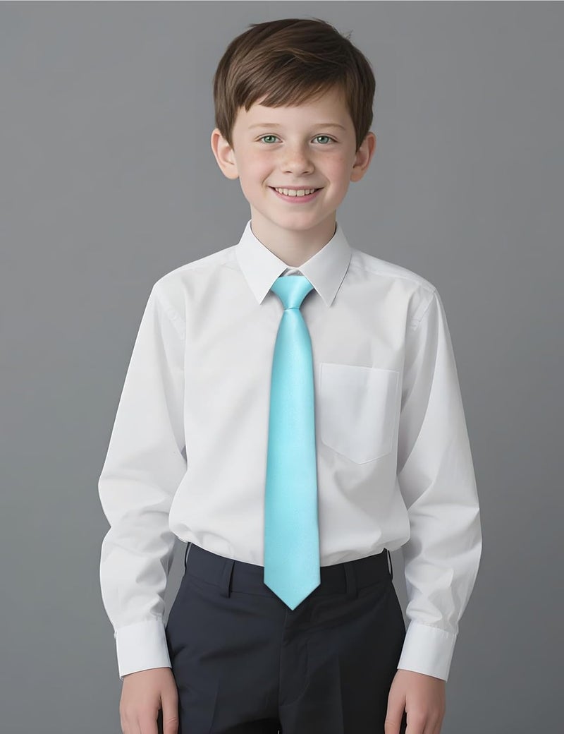 Ailisus Store Boys Tie Solid Color Silk Satin Pre-tied Kids Necktie for Age 8-12 Adjustable Formal Wedding School Graduation - Image 2
